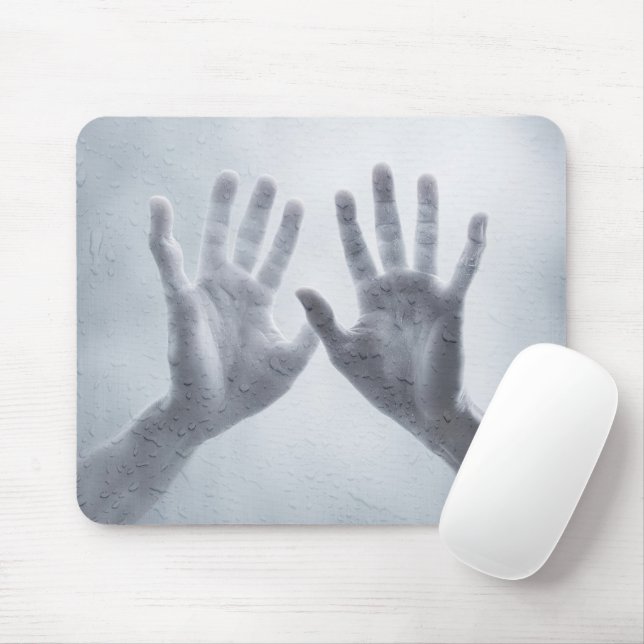 Mousepad Mãos Em Vidro Molhado Vapor (Com mouse)