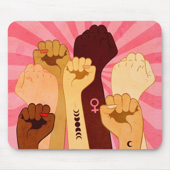 Mousepad Mãos femininas com punho levantado (Frente)