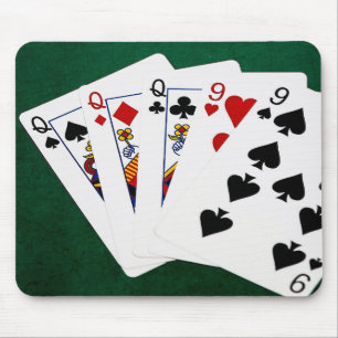 Mousepad Mãos Poker - Casa de Cheio - Rainha e Nove