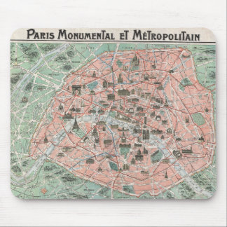Mousepad Mapa 1932 do art deco de Paris, France