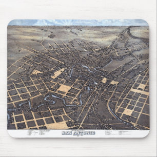 Mousepad Mapa aéreo antigo da cidade de San Antonio, Texas