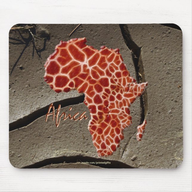 Mousepad Mapa Africano da Girafa em ÁFRICA na Textura Lama (Frente)