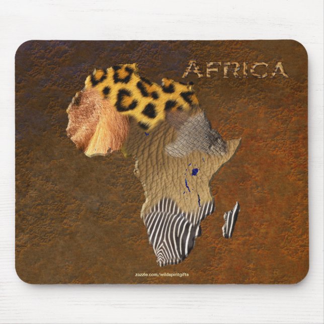 Mousepad Mapa africano da textura animal da fauna selvagem  (Frente)