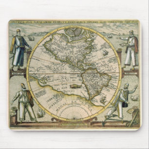 Mousepad Mapa Antigo, 1596, America Sive Novus Orbis