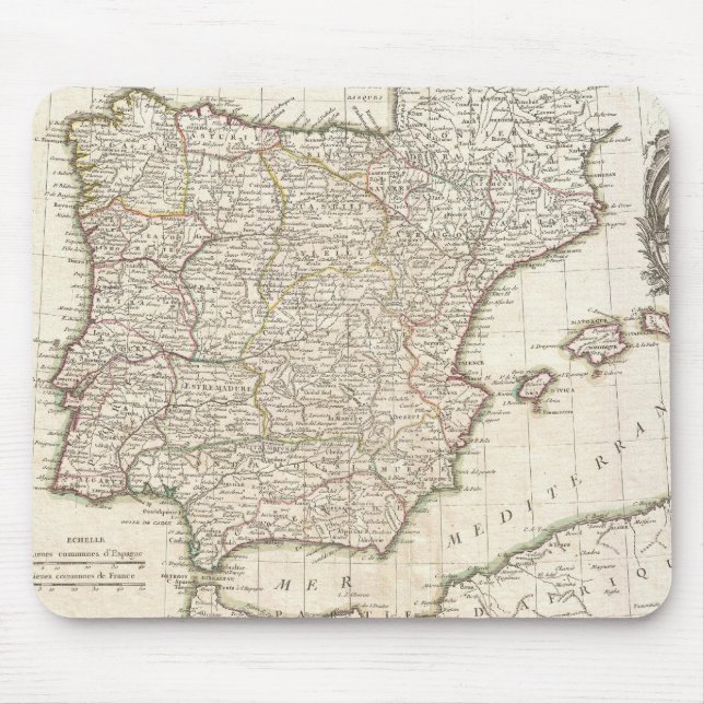 Mousepad Mapa Antigo da Espanha (1775) (Frente)