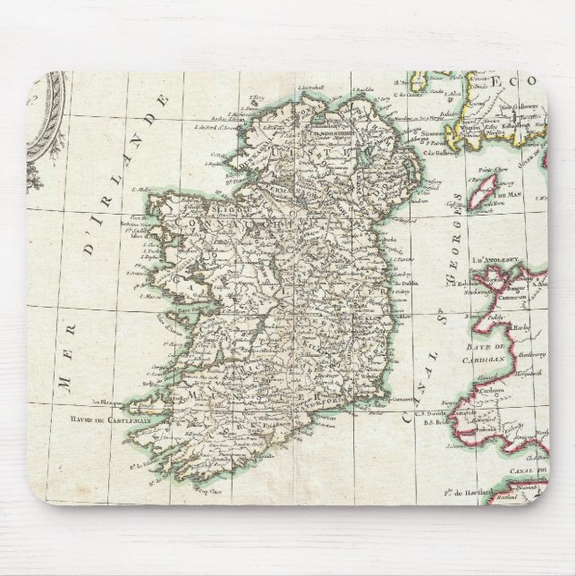 Mousepad Mapa Antigo da Irlanda (1771) (Frente)