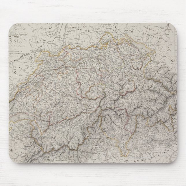 Mousepad Mapa antigo da Suiça (Frente)