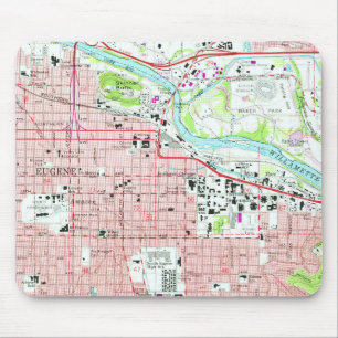 Mousepad Mapa Antigo da Universidade de Eugene Oregon