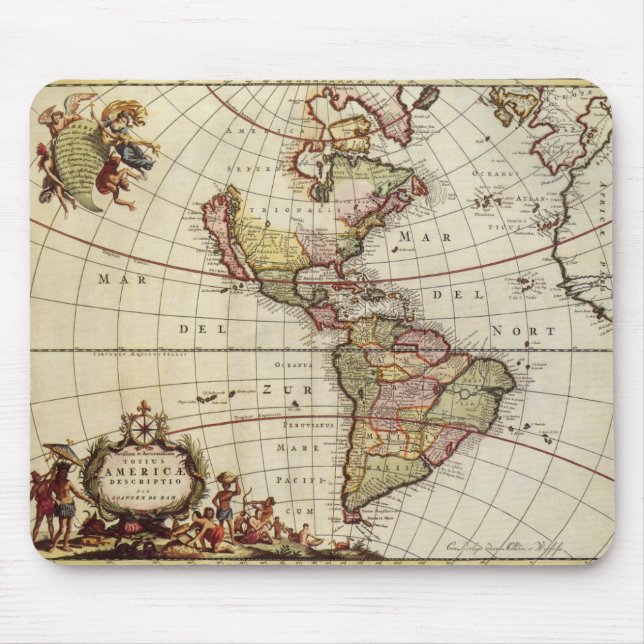 Mousepad Mapa antigo das Américas por Johannes De Ram (Frente)