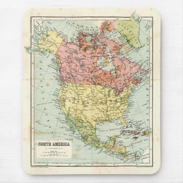 Mousepad Mapa antigo de America do Norte (Frente)
