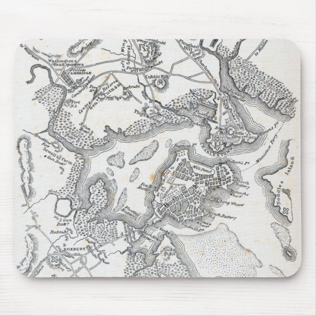 Mousepad Mapa antigo de Boston | 1775-1776 (Frente)