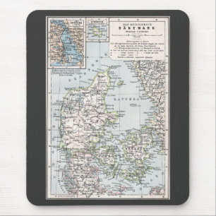 Mousepad Mapa antigo de Dinamarca, Danmark em Dinamarquês,