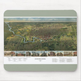 Mousepad Mapa antigo de Houston, Texas com Rio Buffalo
