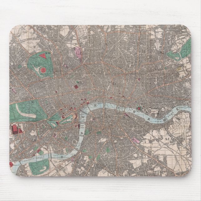 Mousepad Mapa Antigo de Londres Inglaterra (1862) (Frente)