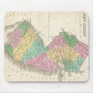 Mousepad Mapa Antigo de Nova Jersey (1827)