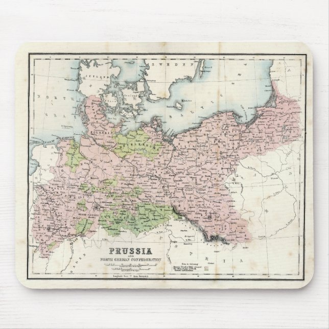 Mousepad Mapa antigo de Prússia (Frente)