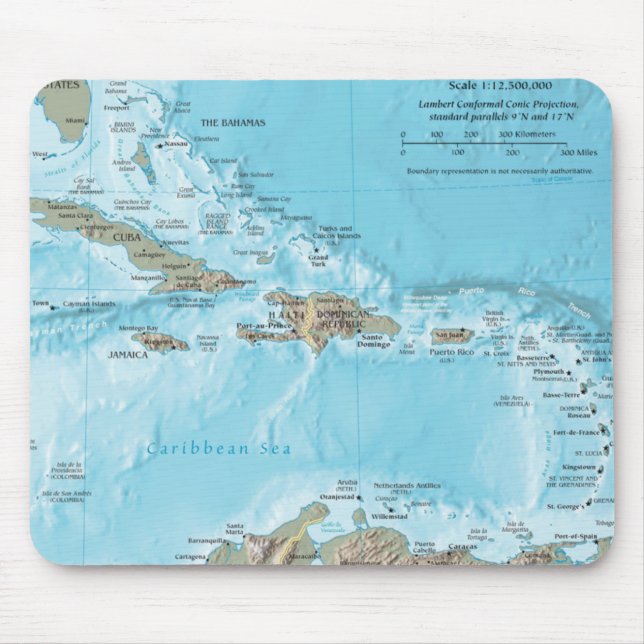 Mousepad Mapa Antigo do Caribe - EUA (Frente)