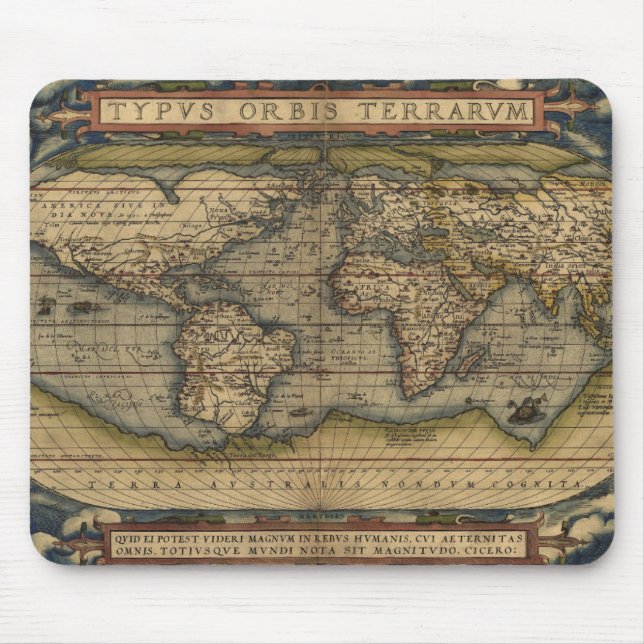 Mousepad Mapa antigo do mundo (Frente)