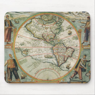Mousepad Mapa Antigo do Mundo das Américas, 1597