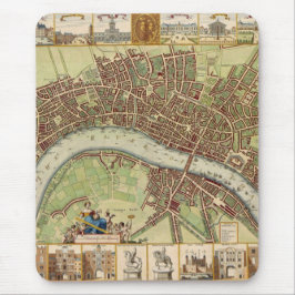 Mousepad Mapa antigo do século XVII de Londres W. Hollar
