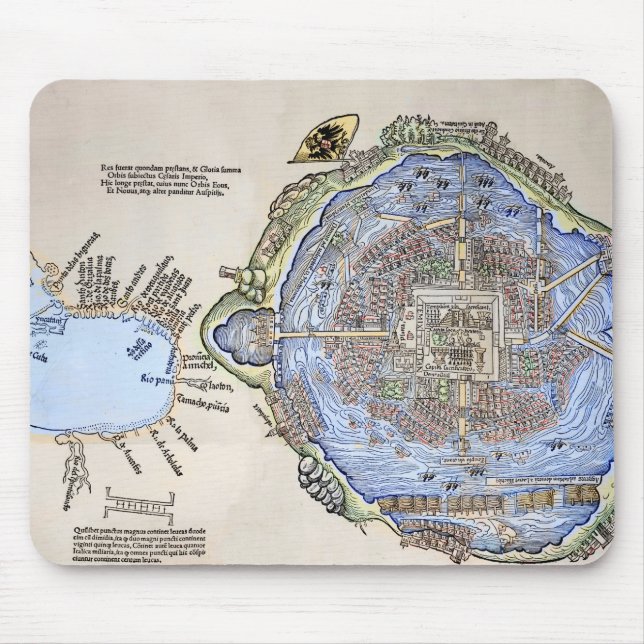 Mousepad Mapa antigo do Tenochtitlan capital asteca (Frente)