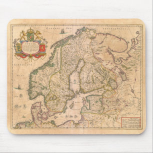 Mousepad Mapa antigo do vintage de Escandinávia velha