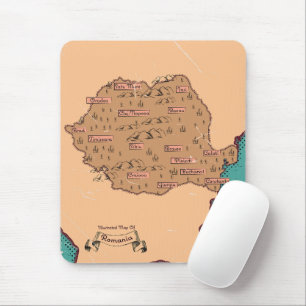 Mousepad Mapa Antigo dos Condados da Roménia