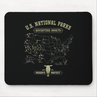 Mousepad Mapa Antigo dos Parques Nacionais - Acampamento Am