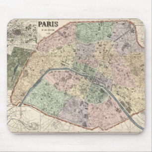 Mousepad Mapa Antigo Paris França 1878