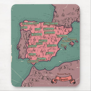 Mousepad Mapa antigo vintage da Espanha