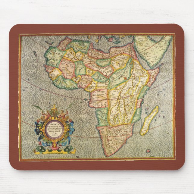 Mousepad Mapa Antiquado Gerardus Mercator da África (Frente)
