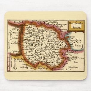 Mousepad Mapa Antiquário do Condado de Herefordshire Inglat
