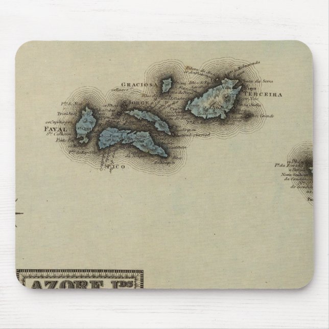 Mousepad Mapa Atlas das Ilhas Azore (Frente)