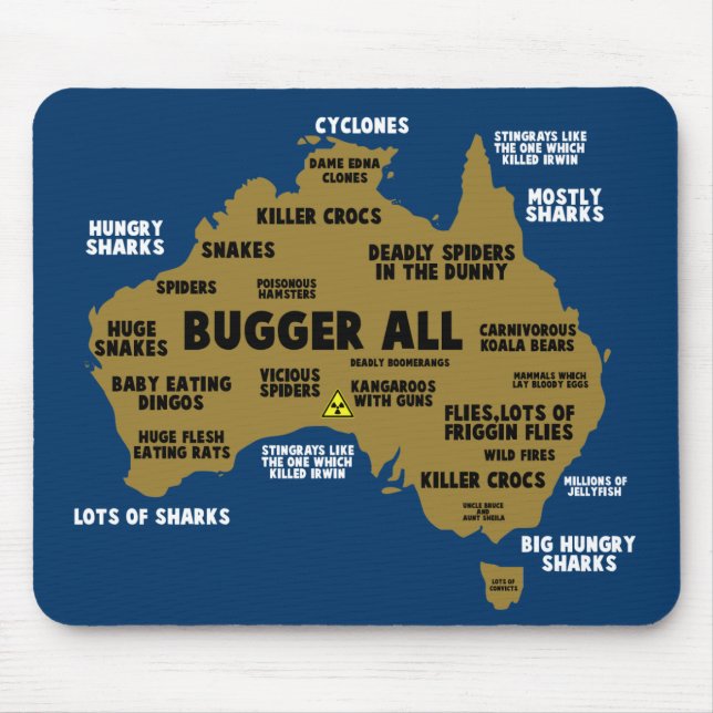 Mousepad Mapa australiano engraçado (Frente)