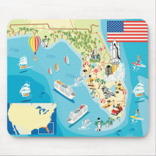 Mousepad Mapa bonito de Florida dos miúdos