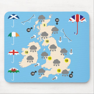 Mousepad Mapa BRITÂNICO da previsão de tempo