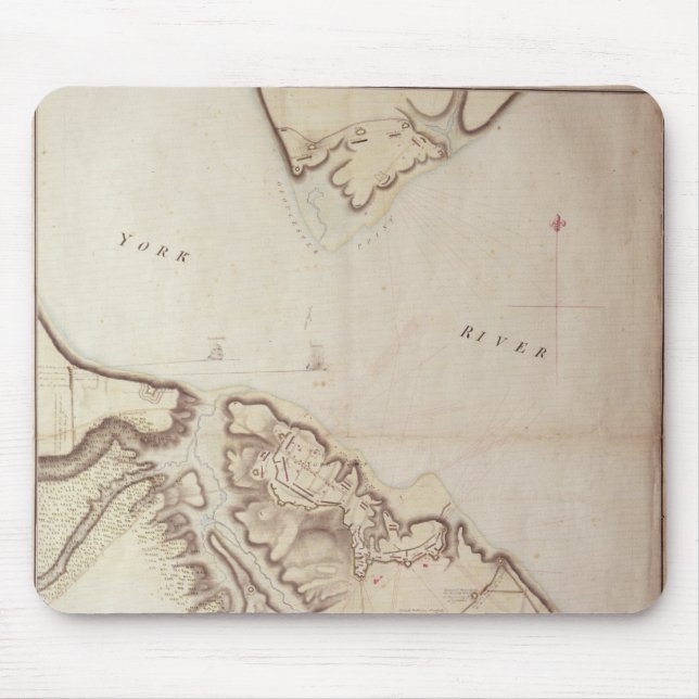 Mousepad Mapa britânico do cerco de Yorktown, 1781 (Frente)