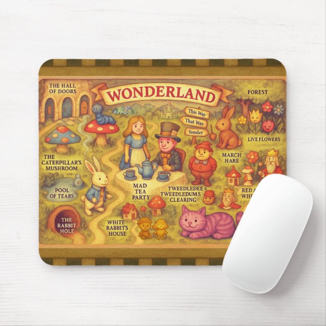 Mousepad Mapa Caprichoso das Aventuras de Alice no País das (Com mouse)