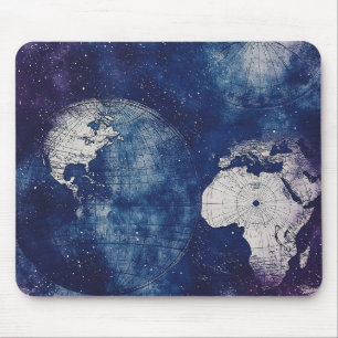 Mousepad Mapa Celestial Antigo Roxo Cósmico do Mundo
