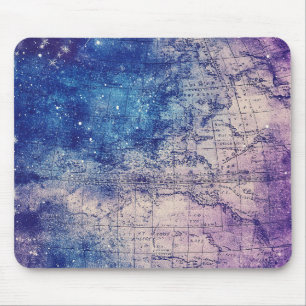 Mousepad Mapa Celestial Roxo Místico do Mundo