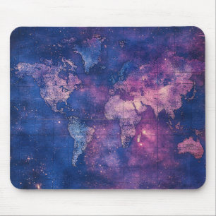 Mousepad Mapa Celestial Vintage Roxo Real do Mundo