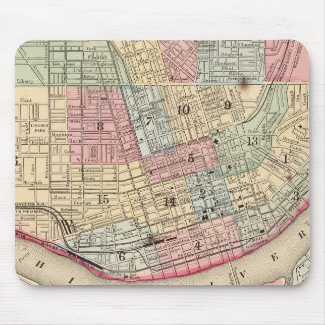 Mousepad Mapa Cincinnati de Mitchell (Frente)