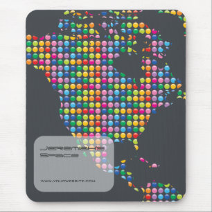 Mousepad Mapa Colorido da América em Pontos de Mosaico Mode