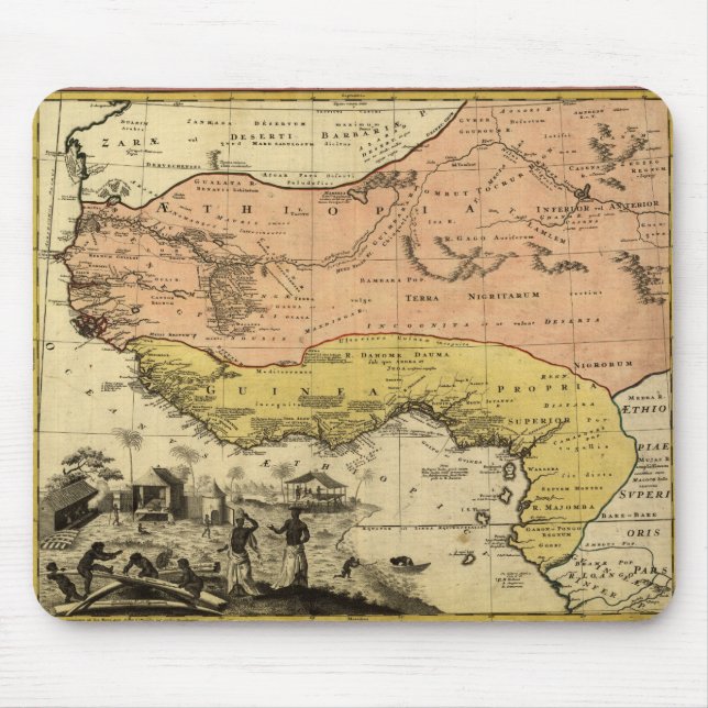 Mousepad Mapa da África Ocidental em 1743 (Frente)