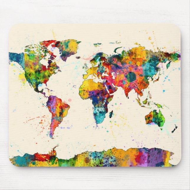 Mousepad Mapa da aguarela do mapa do mundo (Frente)