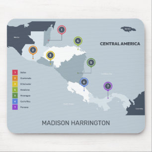 Mousepad Mapa da América Central de Nome Personalizado
