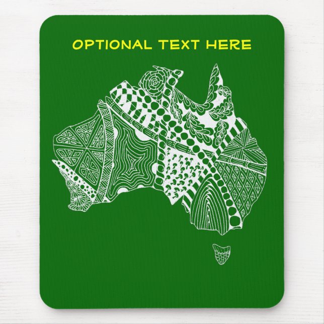 Mousepad Mapa da Austrália verde e Dourado (Frente)