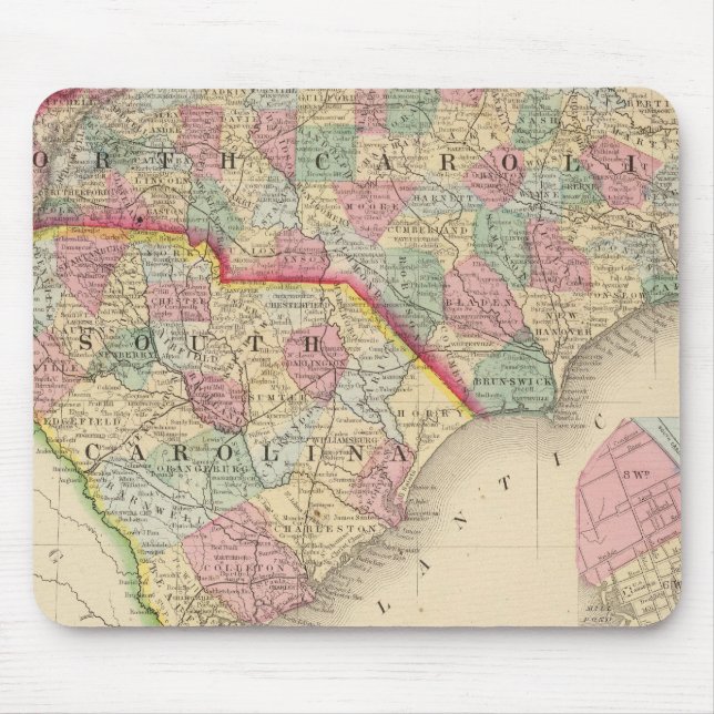 Mousepad Mapa da Carolina do Norte por Mitchell (Frente)