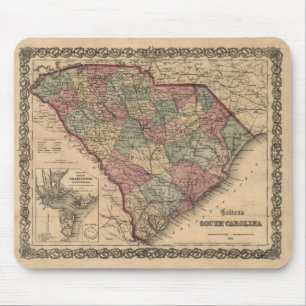 Mousepad Mapa da Carolina do Sul em 1865