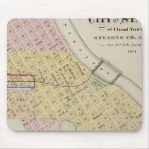Mousepad Mapa da Cidade das Ruas. Nuvem, Minnesota